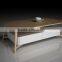 2016 latest design solid import ash wood 2 drawers coffee table