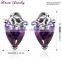 New Big Amethyst Purple Zircon Crystal Stud Earrings for Women Platinum Plated Gold Earring Gold Earrings