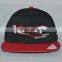 Guangzhou hat factory professional custom 100% surface/black and red/embroidery logo/flat brim hat