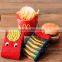 New fashion burgers and chips man and woman cartoon tube sock