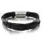 2017 New Stainless Steel Jewelry Leather Braided Bracelet for Men