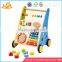 Wholesale multifunction colorful wooden baby walker high quality wooden baby walker W08J001