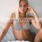 Sexy Striped Bikini Set Halter Swimwear Navy Swimsuit Triangle Bikini