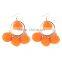Fashion colorful pompon gold plated hoop earrings for women accessories