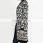 geo-patterned front open long sweater no button cardigan with long sleeves