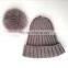 Myfur Wholesale Women Wool Beanie with Genuine Fox Body Fur Bobble