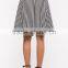 China Wholesale High Rise Directional Stripe Midi Skirt Women Fashion Skirt 2016