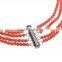 Natural Coral Necklace With Freshwater Pearl Brass Chain