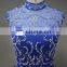 Elegant Real Sample Sleeveless High Collar Beads See-through Back Chiffon Evening Dress
