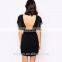 New arrival cup sleeve cut out back black chiffon evening dresses china