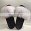 Soft fluffy fur slide slippers 2017 New fashion Hot selling women fur slippers / sandals