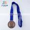 Gold plated soft enamel 3D custom sport medal ribbon