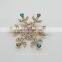 Wholesale vintage gold Christmas flower shape rhinestone brooches for wedding invitation