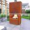 Antique corten steel metal indoor fireplace for interior warm