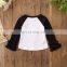 Baby letter print Shirt Toddler Girl ruffle sleeve tops black white Pullover tees