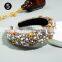 Fashionable thick sponge gold velvet hairpin fabric handmade beaded hairband women inlaid pearl flower hairband women