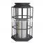 Set Of 3 Black Hexagon High Chimney Living Room Led Iron Candle Lantern On Sale