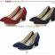 charming ladies thick heel red suede shoes with tip head