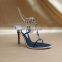 ladies high fashion heel design sandals shoes  women style elegant sky blue color