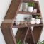 5 Tier Hexagonal Floating Shelves Wall Mounted Solid Wood Rustic Wall Shelf Furniture for Living Room