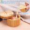 Bamboo Seasonings Box With Mini Spoon,Kitchen Salt Pepper Spice Cellars Storage Container With Swivel Magnetic Lid