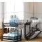 Stainless Steel 2-tier Wall Mounted Folding Dish Drying Rack Punch Freestanding Kitchen Dish Rack