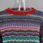 SW13 Women's Hollow-out Long Sleeve Sweater Dress High Neck Slim Fit Rainbow Knitted Midi Dress
