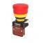 ip65 22mm big red head 20a one normally open and one normally close latching push button
