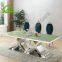 modern stainless steel base luxury glass dining tables set