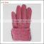 ladies pink woolen gloves with rabbit fur ball