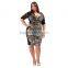 F20449A Fashionable dress plus size sexy dress deep v neck leopard print lace matching plus size women clothing for fat ladies                        
                                                                                Supplier's Choice