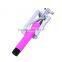 Mini Universal Extendable Handheld Wire Control (No Battery No Bluetooth) Selfie Sticks Monopod For All SmartPhone (Pink)