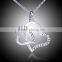 Austrian Crystal Jewelry Fashion Romence Designs 18k Gold Plated Rhinestone Necklace Chain Double Heart Pendant