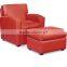 hotel room chair, leather lounge chair and ottoman HDL1654