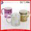Stoneware Spraying Ceramic Mug With Coating and Glitter Decal