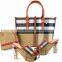 Stripe pattern disign high quality high heels and matching bag with for woman 4 color in stock
