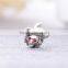 X339 Wholesale 925 Silver Halloween Witch Charms With Red Crystal