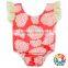 Plain Red Girls Flowers Baby Rompers Flutter Sleeve Bow Infant Jumpsuits