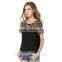 The new model fashion t-shirt cheetah print short sleeves splicing vintage chiffon t shirts for women