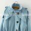 2015 new design fashionable women knitted collar elastane waist trench coat fabric