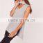 Plain Sleeveless Women Knitwear Sweater With Split Hem Choker Neck Chunky Tunic Grey