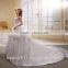 A-Line Satin/Organza Strapless Pearls Beaded Long Trail Gown Wedding dress ball gowns bridal gowns