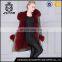 High quality wholesale ladies fur long coat with fox fur collar