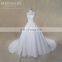 Illusion back lace muslim arabic ball gown wedding dress