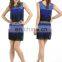 Hot drill professional salsa dress costume with shiny waistband L-7035#