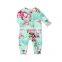 Baby Aqua Flower Rompers Private Label Jumpsuit Infant Romper Girls Ruffle