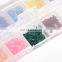 12 Grids Multi Style Mixed Colors AB 3D Charm Pearl Sequins DIY Alloy Art Decoration Set