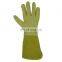 HANDLANDY Green Pigskin Leather Thorn Proof Rose Pruning Yard Work Gloves Long Gardening Gloves For Men Women