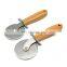New Arrival Pastry Bread Slicer Dough Round Roller Wheel Handle Wooden Pizza Cutter