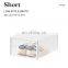 Home use custom logo collapsible foldable wholesale shoe storage case transparent cheap stackable drop front plastic shoe box
